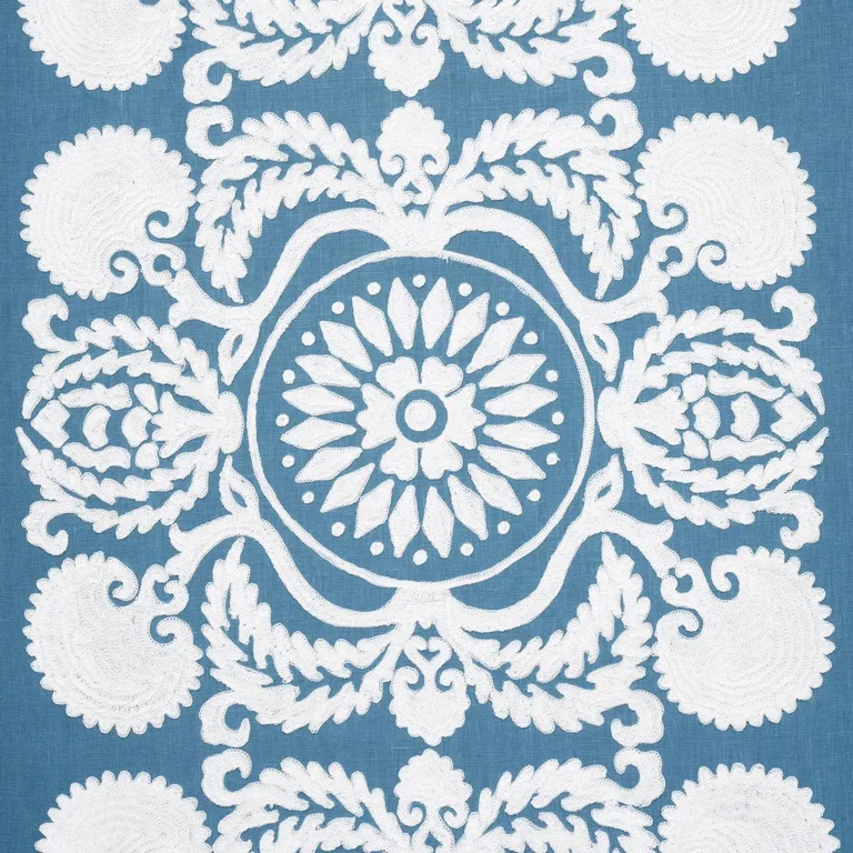 Schumacher 70262 Castanet Embroidery Chambray fabric swatch