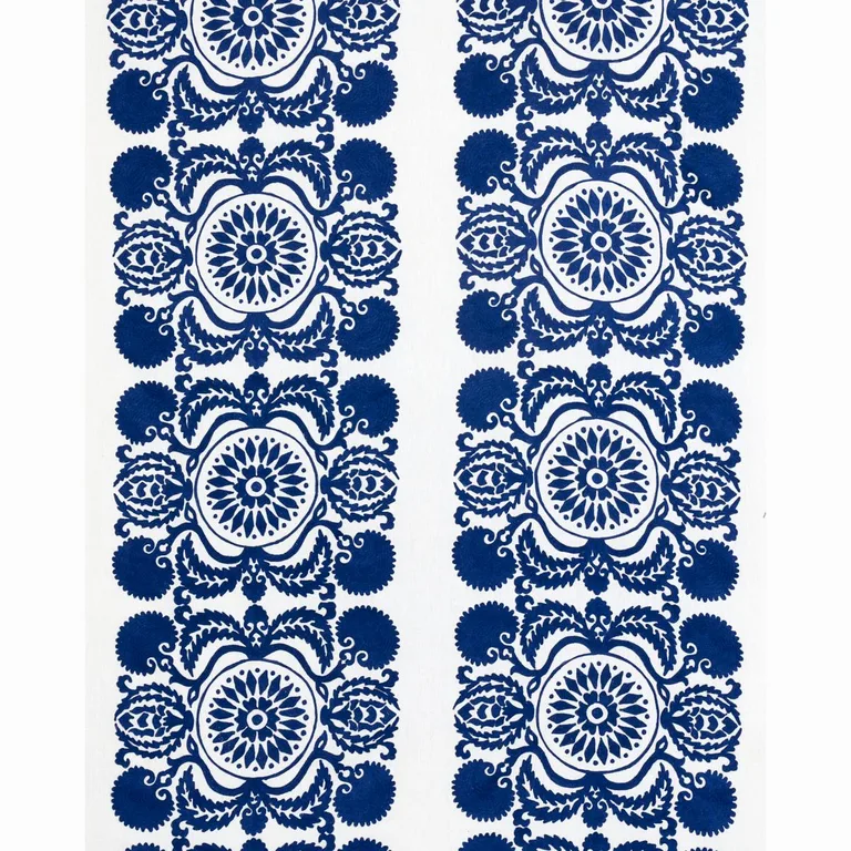Schumacher 70260 Castanet Embroidery Cobalt fabric swatch