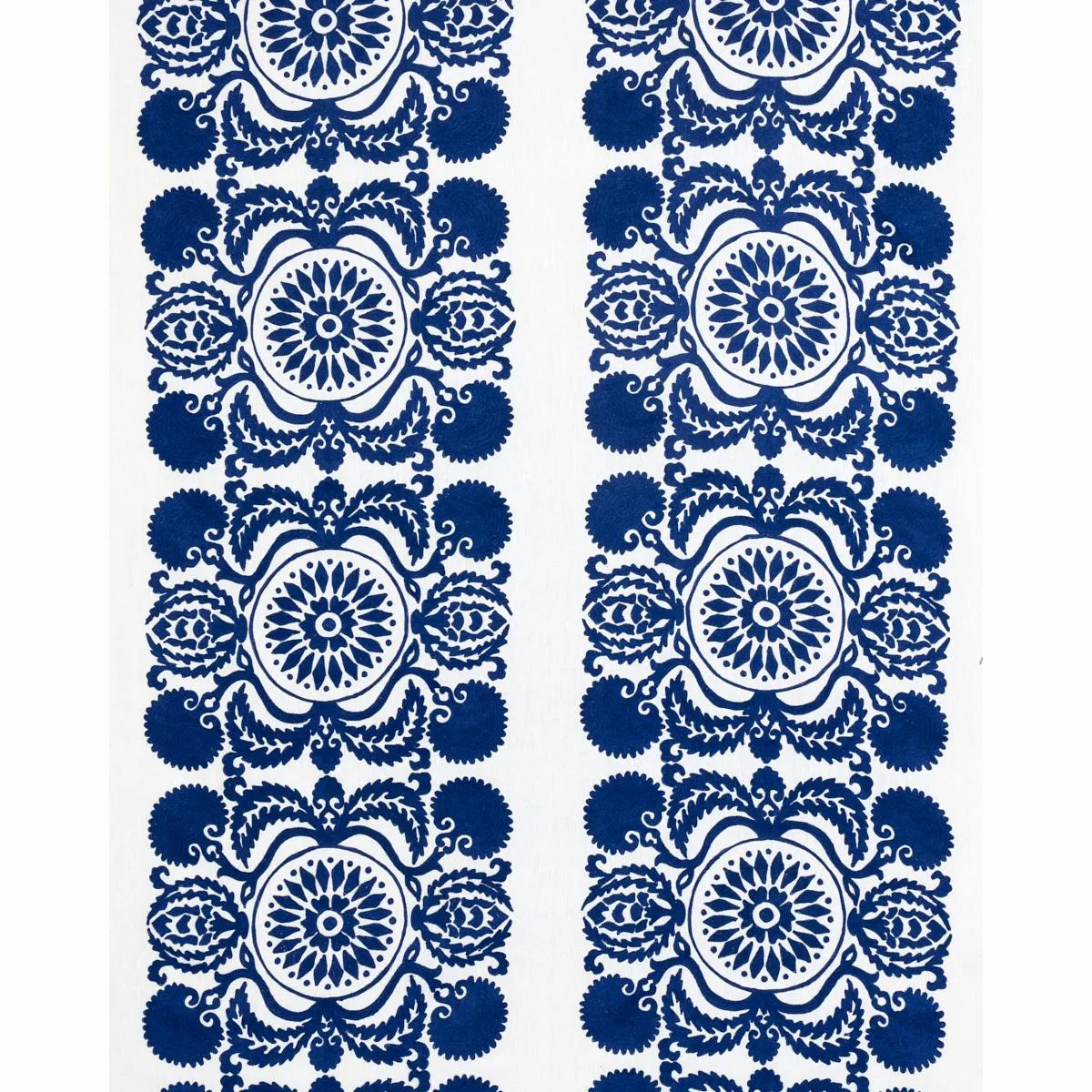 Schumacher 70260 Castanet Embroidery Cobalt fabric swatch