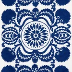 Schumacher 70260 Castanet Embroidery Cobalt fabric swatch
