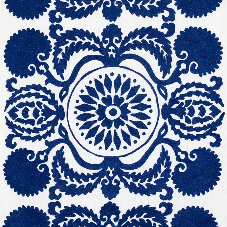 Schumacher 70260 Castanet Embroidery Cobalt fabric swatch