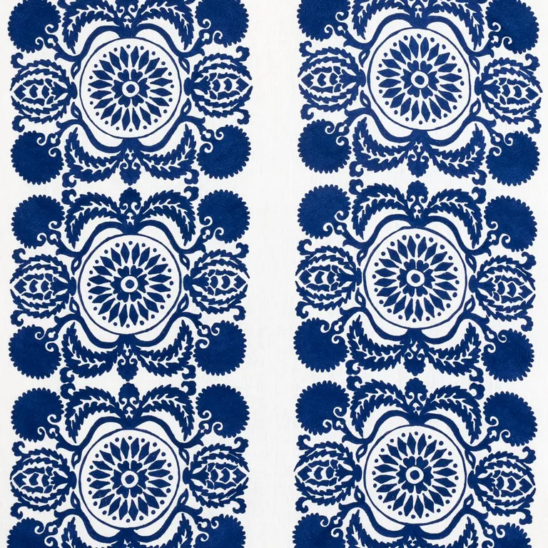 Schumacher 70260 Castanet Embroidery Cobalt fabric swatch