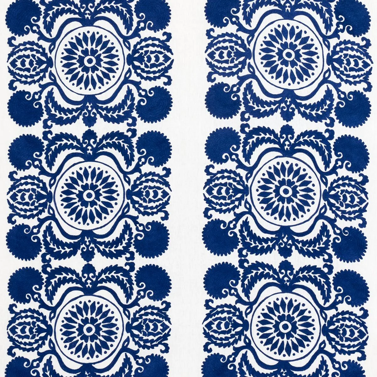 Schumacher 70260 Castanet Embroidery Cobalt fabric swatch