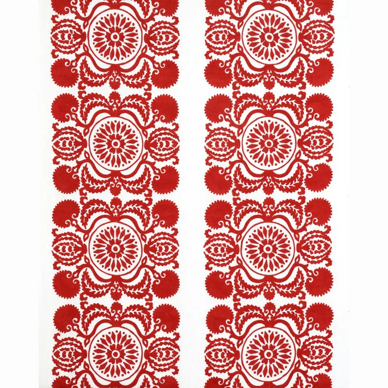 Schumacher 70261 Castanet Embroidery Red fabric swatch