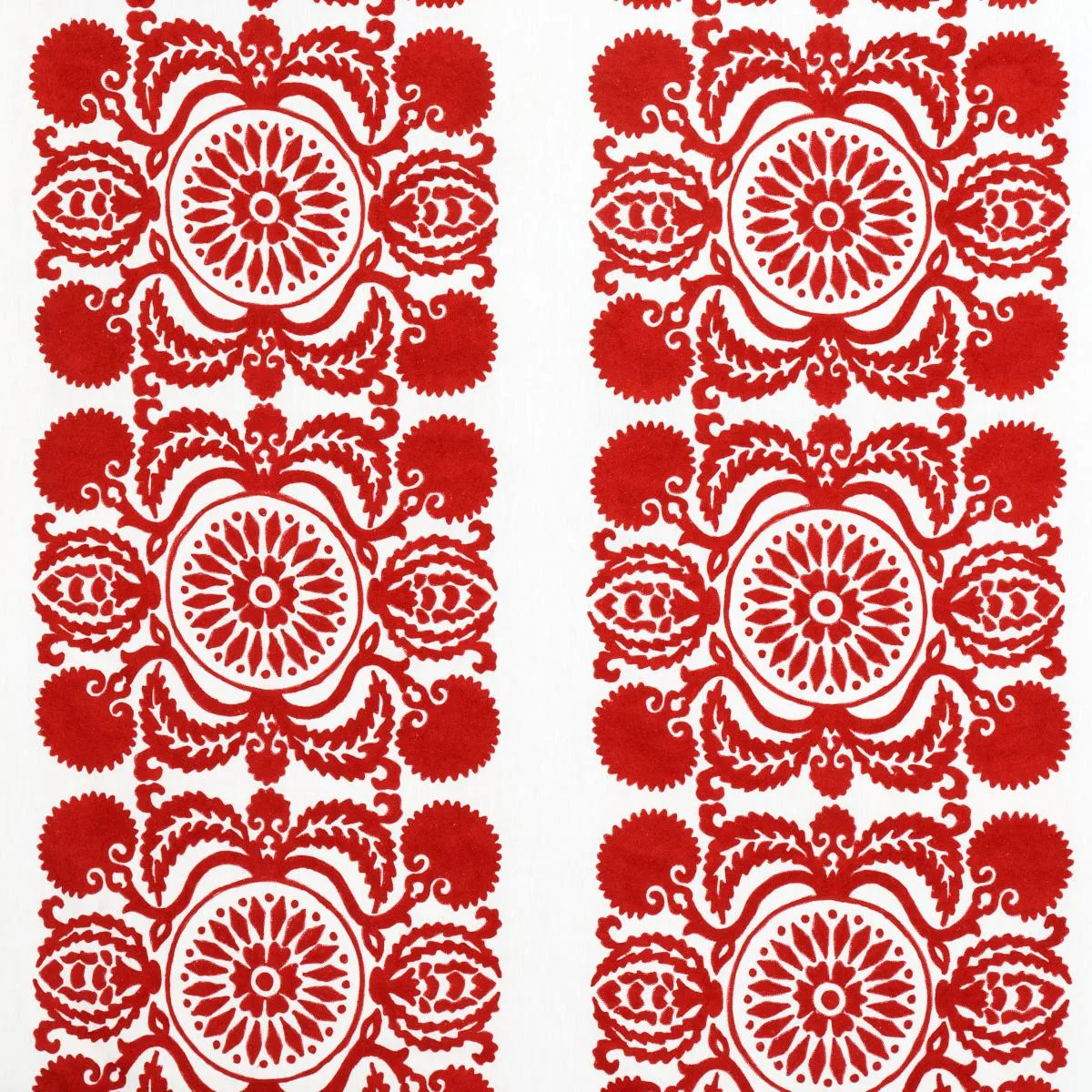 Schumacher 70261 Castanet Embroidery Red fabric swatch