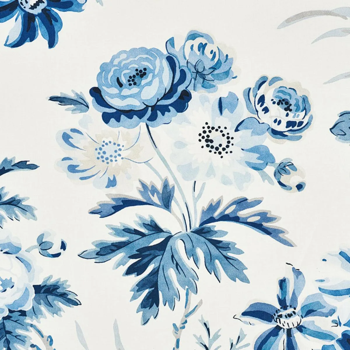 Schumacher 176812 Cecil Chintz Delft fabric swatch