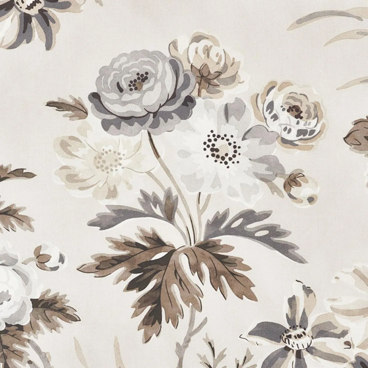 Schumacher 176810 Cecil Chintz Grisaille fabric swatch