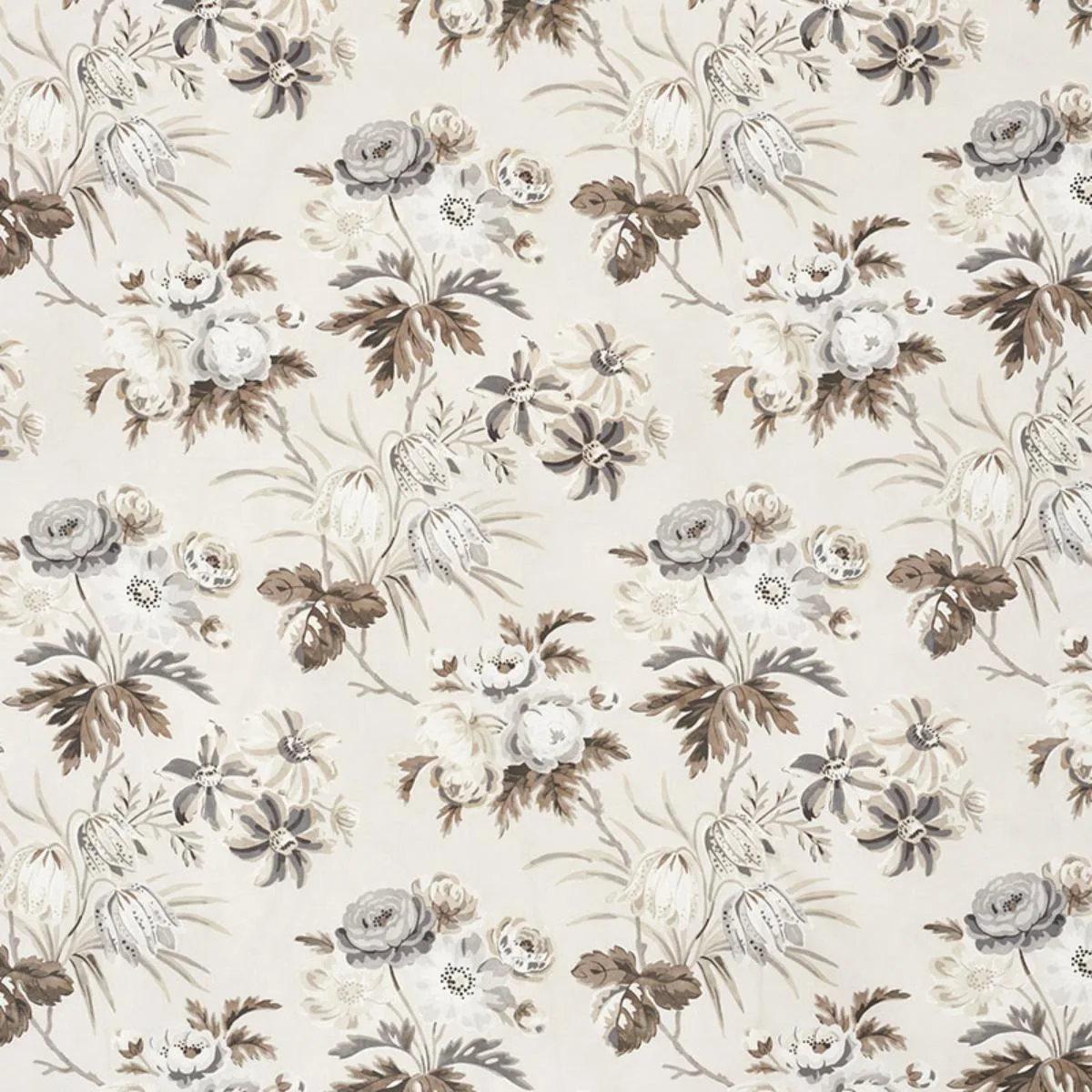 Schumacher 176810 Cecil Chintz Grisaille fabric swatch