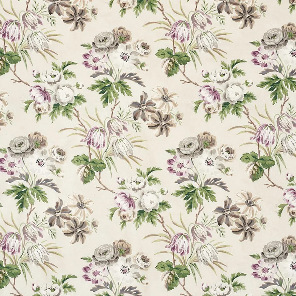 Schumacher 176811 Cecil Chintz Wisteria fabric swatch