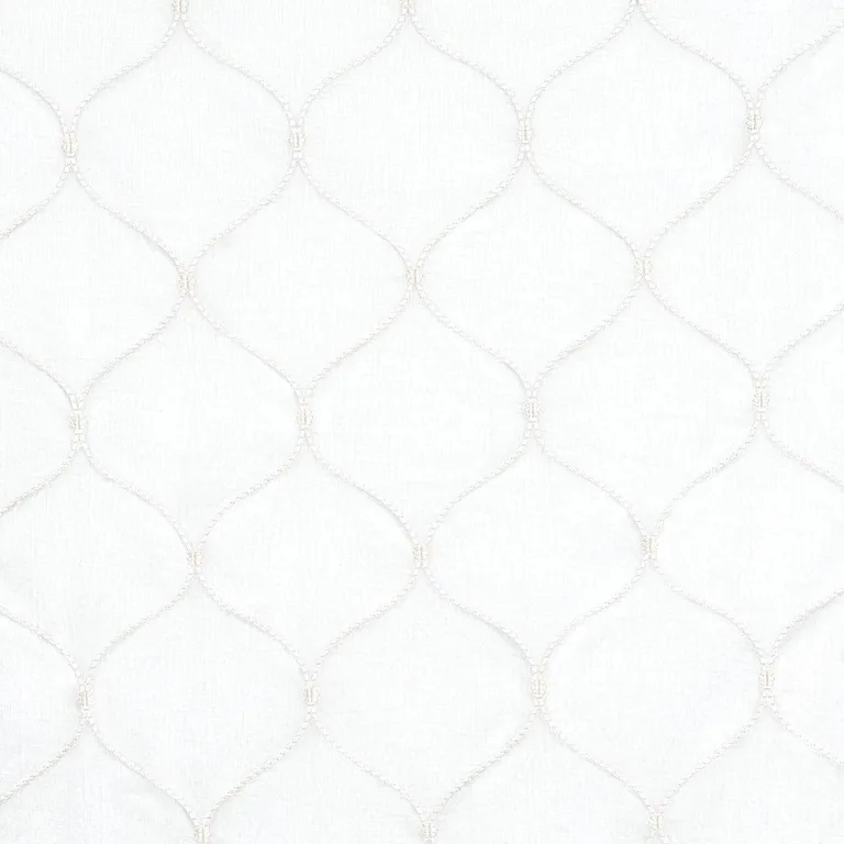 Schumacher 56001 Celena Sheer Embroidery Pearl fabric swatch