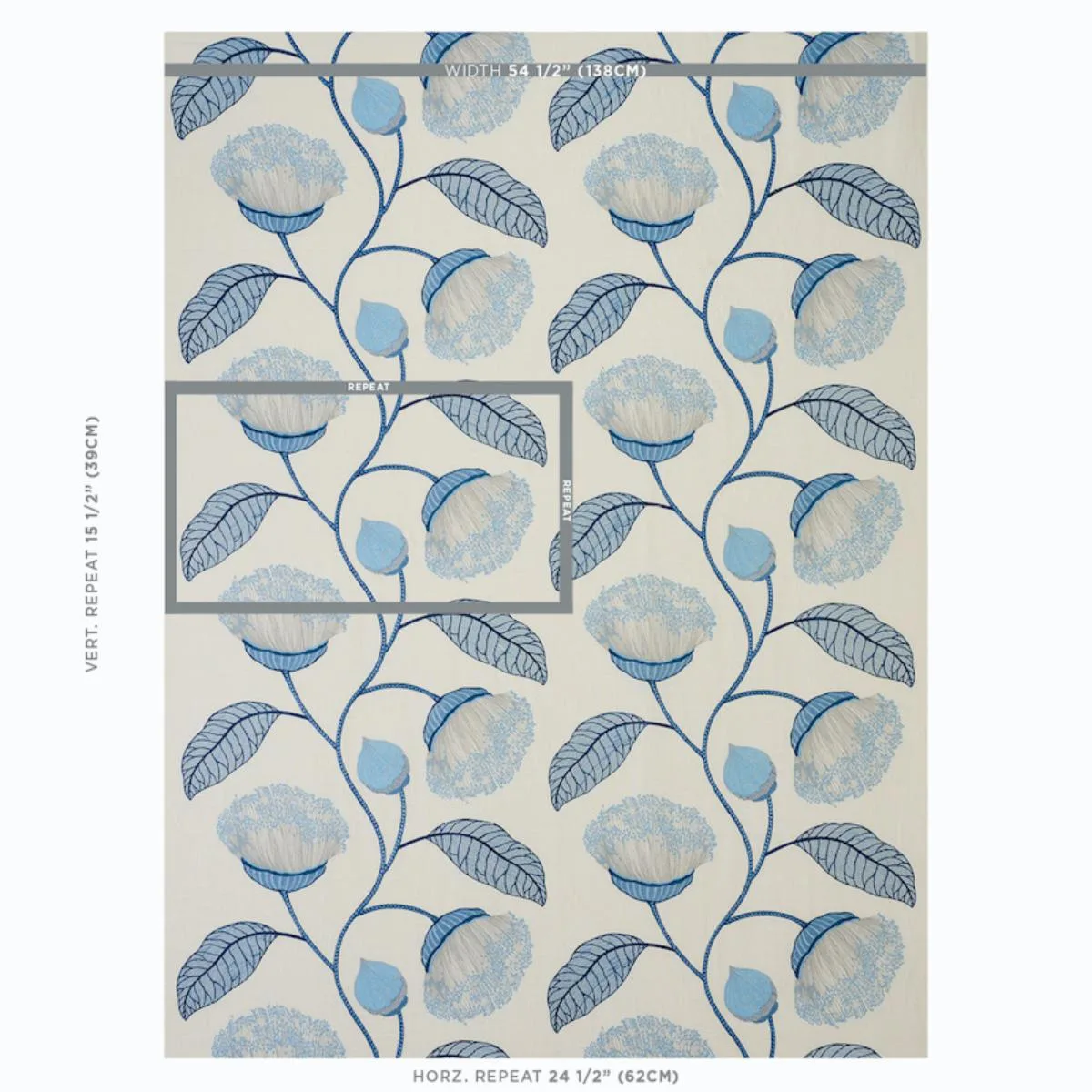 Schumacher 78301 Celinda Embroidery Blue fabric swatch