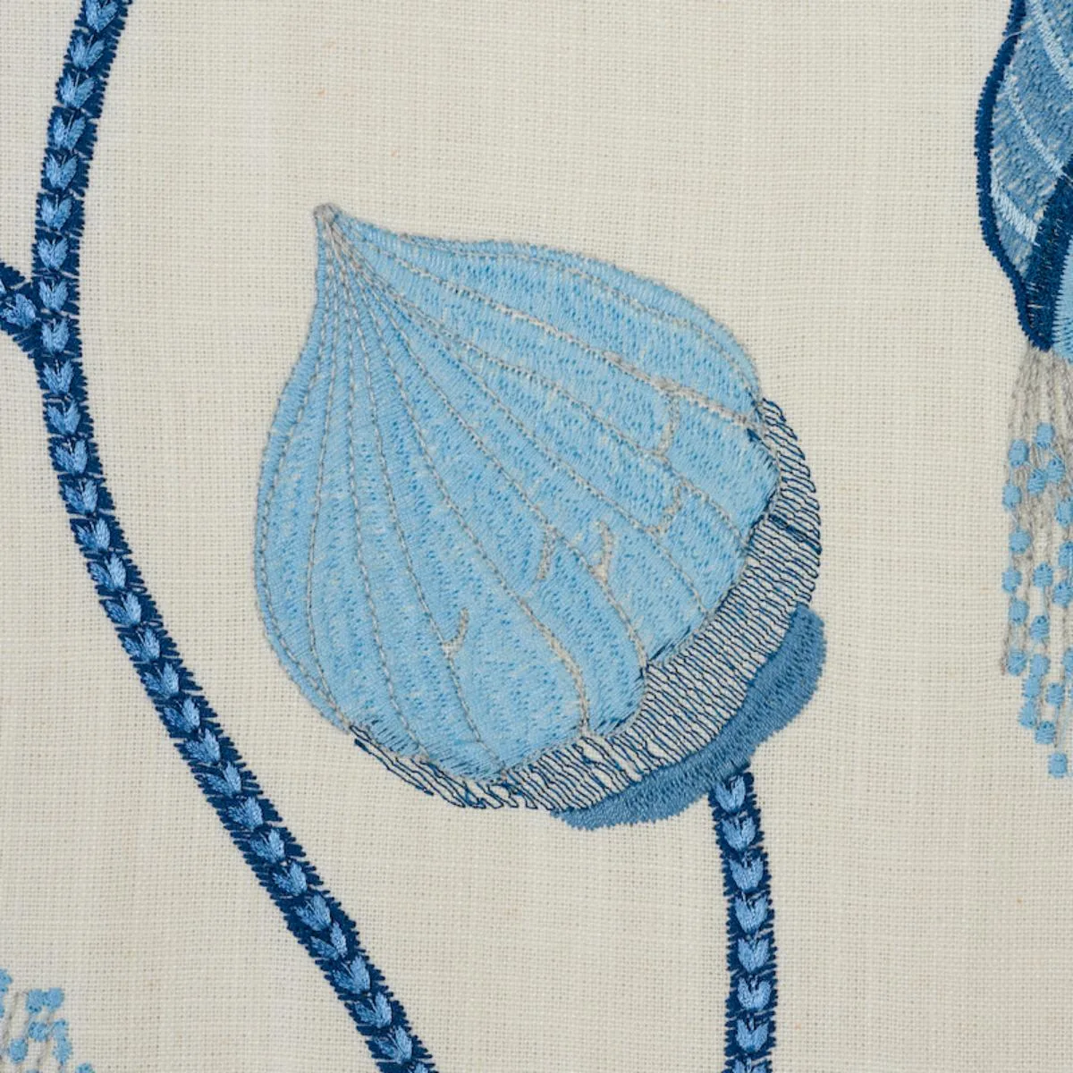 Schumacher 78301 Celinda Embroidery Blue fabric swatch