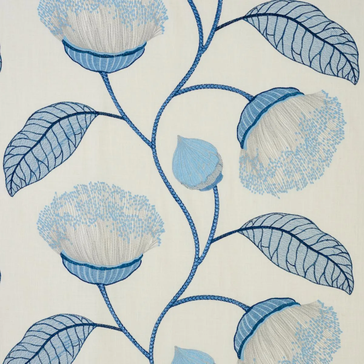 Schumacher 78301 Celinda Embroidery Blue fabric swatch
