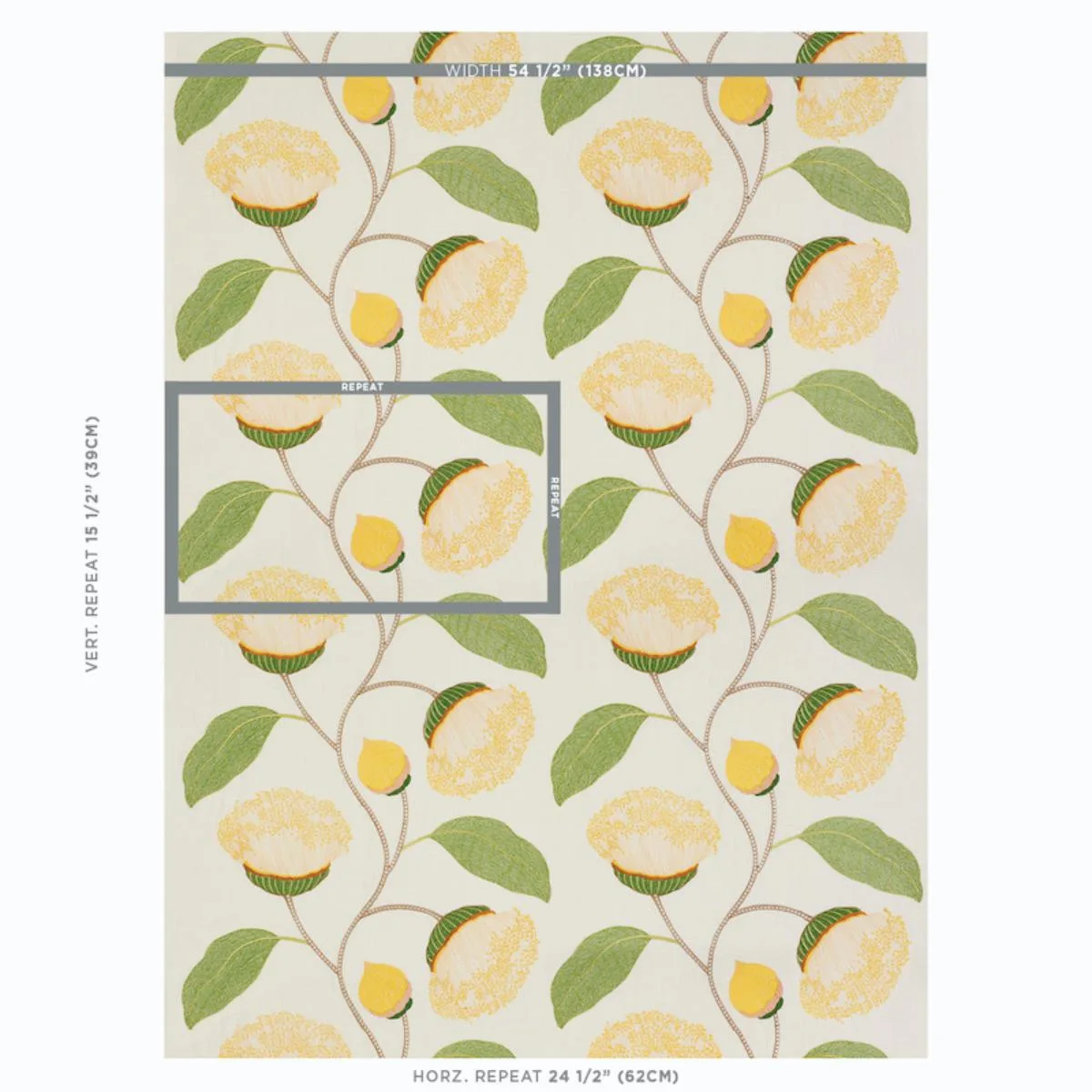 Schumacher 78300 Celinda Embroidery Yellow fabric swatch