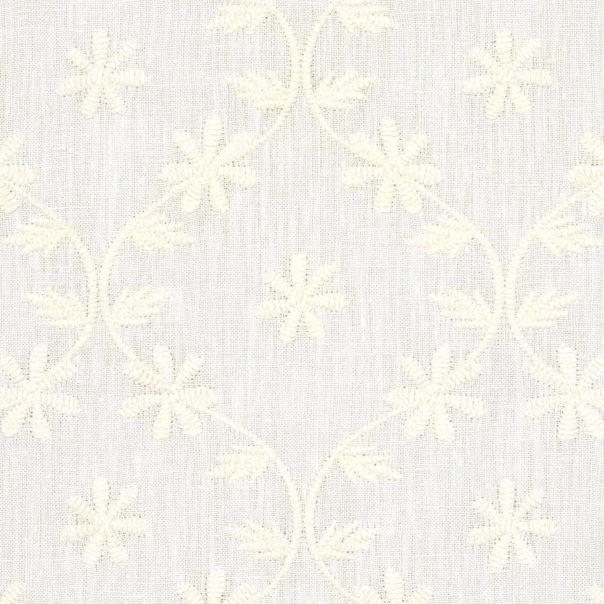 Schumacher 67620 Cellini Embroidered Sheer Ivory fabric swatch