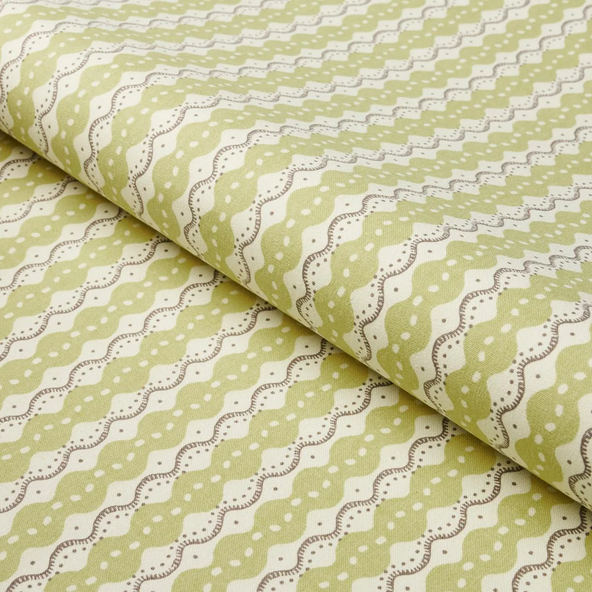 Schumacher 181440 Centipede Stripe Pea fabric swatch