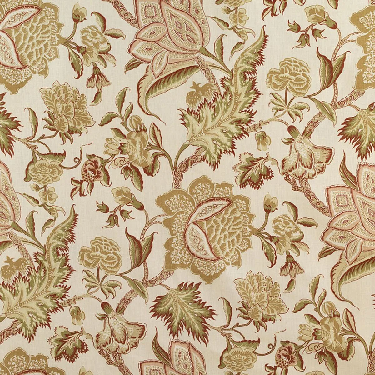 Schumacher 174341 Ceylon Floral Vine Antique fabric swatch