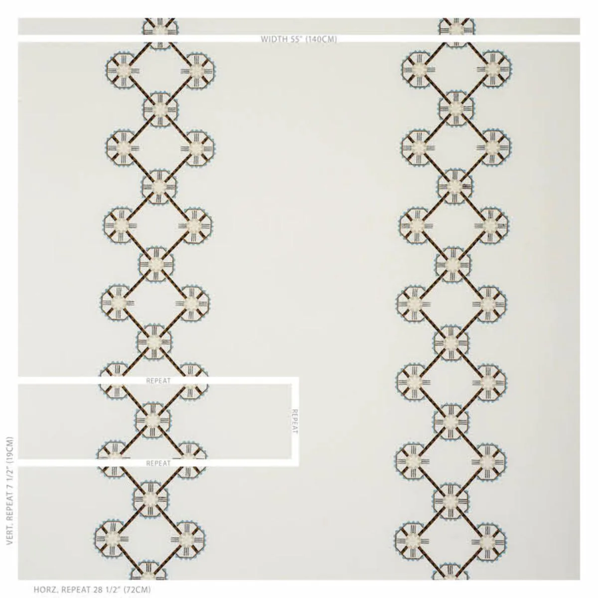 Schumacher 77600 Chamizal Embroidery Neutral & Sky fabric swatch
