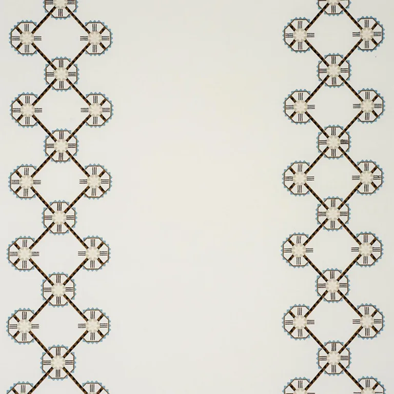 Schumacher 77600 Chamizal Embroidery Neutral & Sky fabric swatch