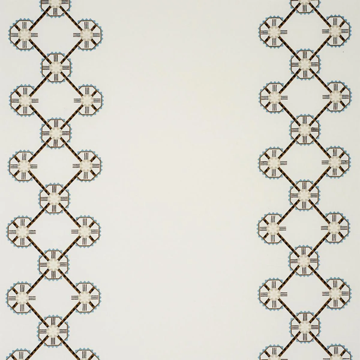 Schumacher 77600 Chamizal Embroidery Neutral & Sky fabric swatch