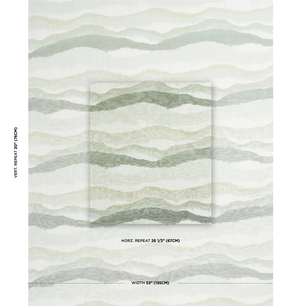 Schumacher 181621 Chandler Warp Print Eucalyptus fabric swatch