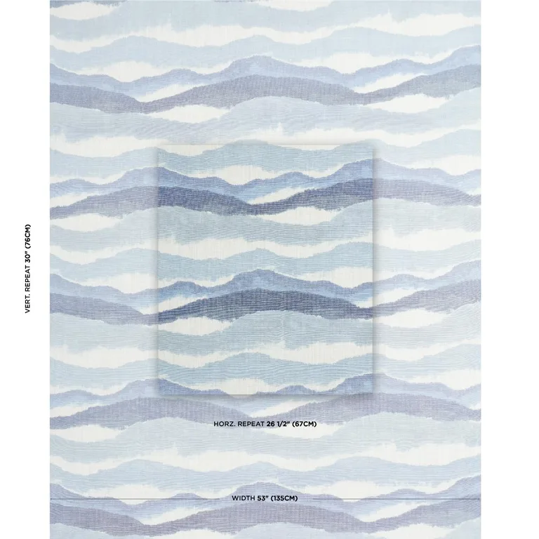 Schumacher 181622 Chandler Warp Print Lagoon fabric swatch