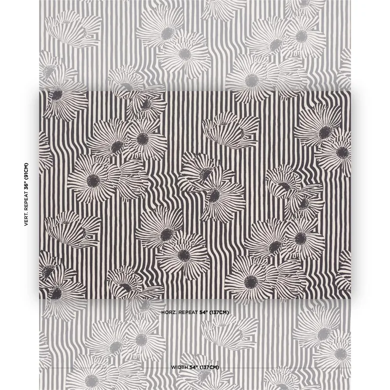 Schumacher 182542 Chaney Floral Carbon fabric swatch