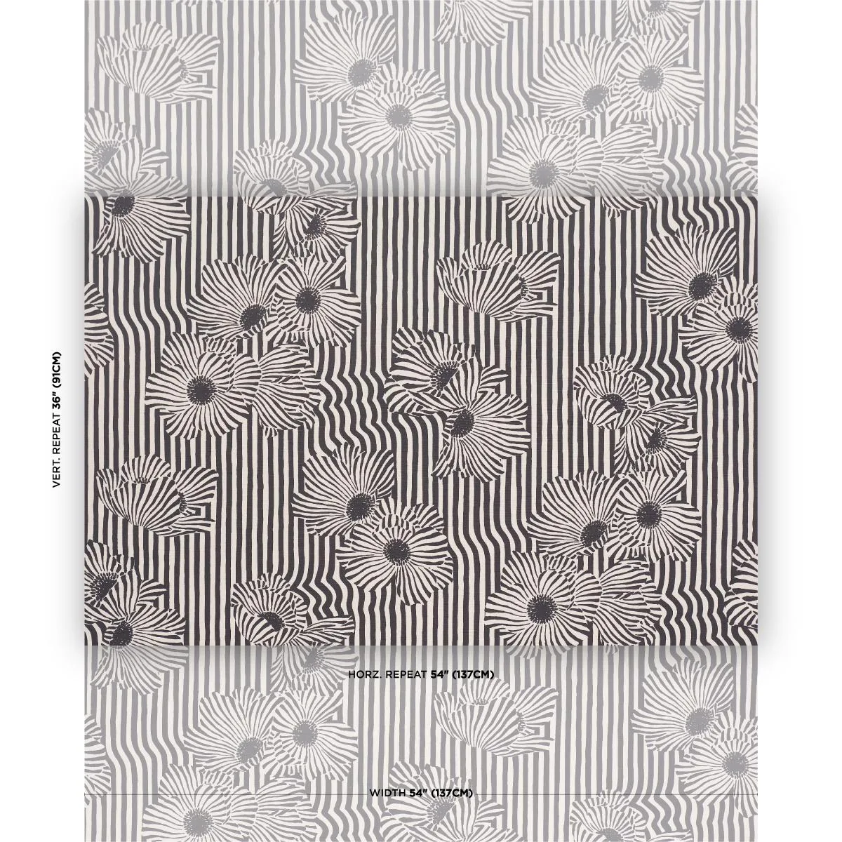 Schumacher 182542 Chaney Floral Carbon fabric swatch