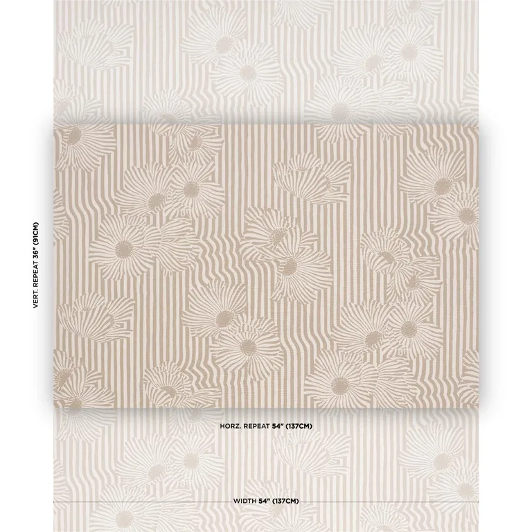 Schumacher 182541 Chaney Floral Sand fabric swatch