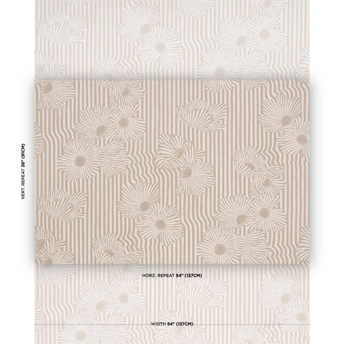 Schumacher 182541 Chaney Floral Sand fabric swatch