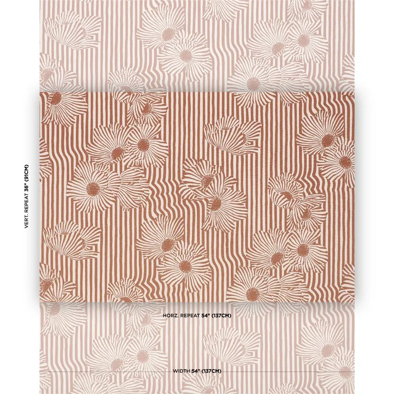 Schumacher 182540 Chaney Floral Terracotta fabric swatch