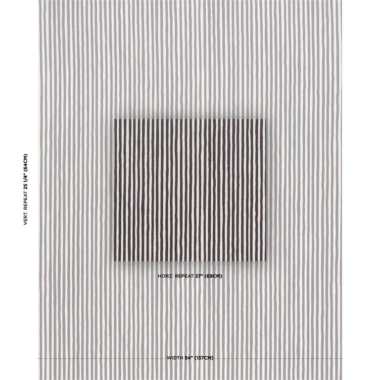 Schumacher 182552 Chaney Stripe Carbon fabric swatch