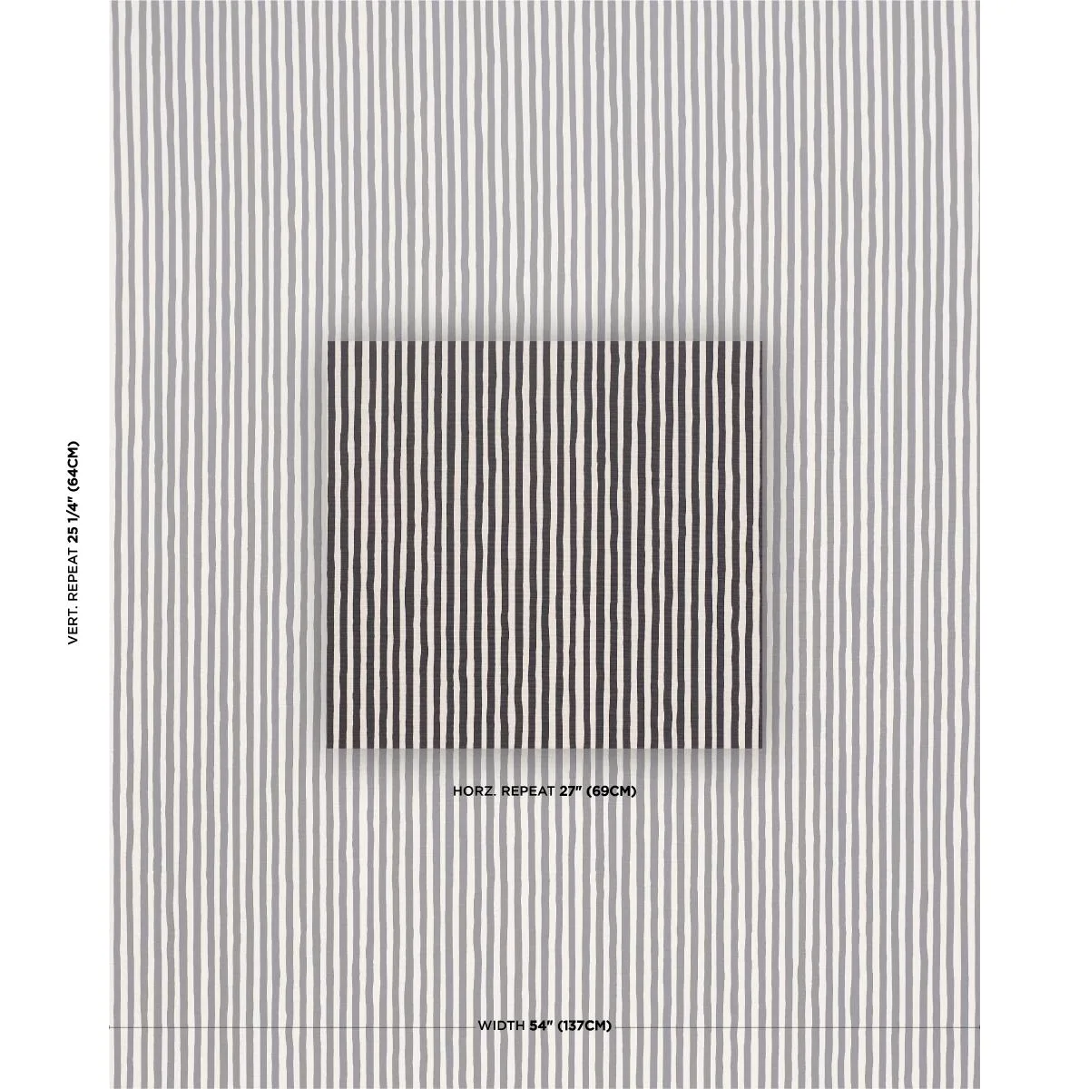 Schumacher 182552 Chaney Stripe Carbon fabric swatch