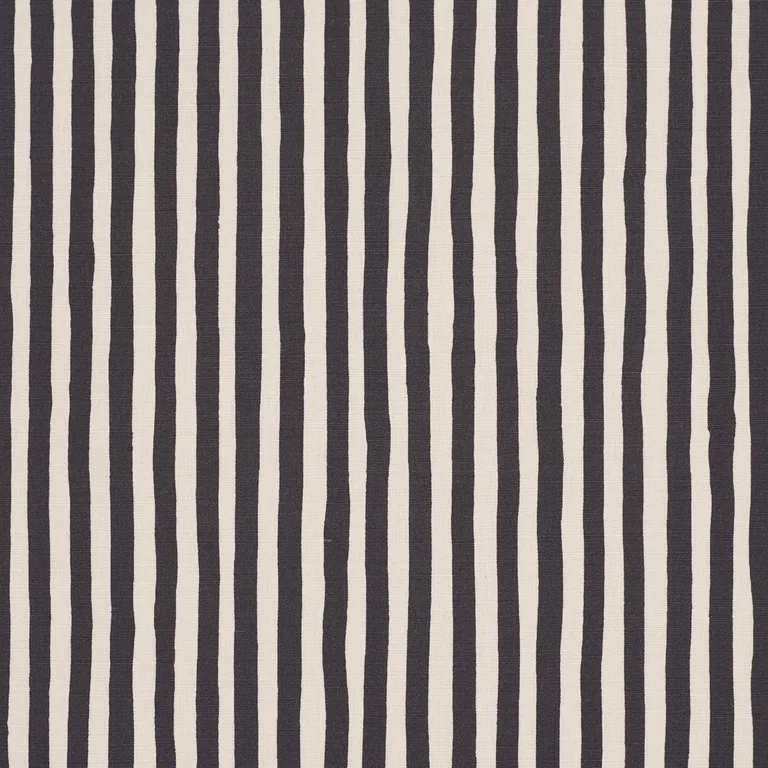 Schumacher 182552 Chaney Stripe Carbon fabric swatch