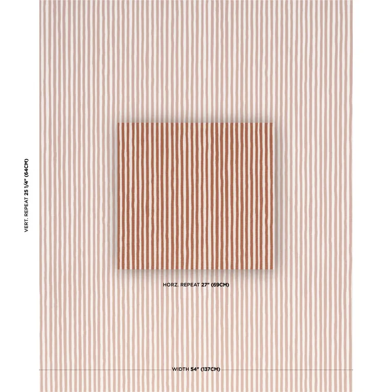 Schumacher 182551 Chaney Stripe Terracotta fabric swatch