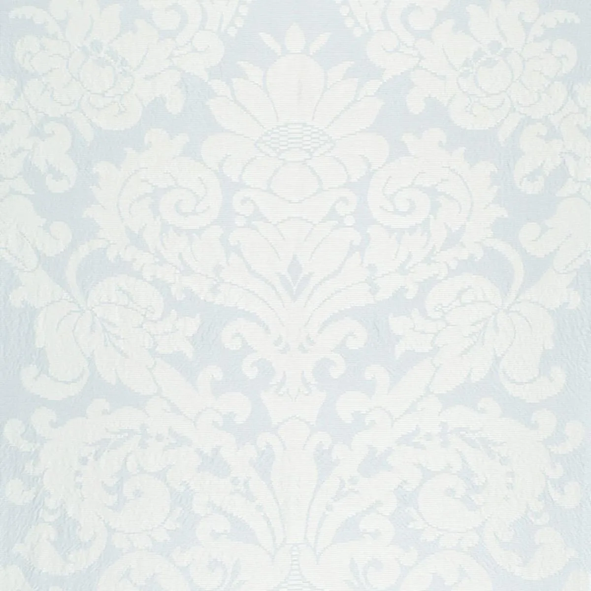 Schumacher 68880 Chateau Silk Damask Ciel fabric swatch