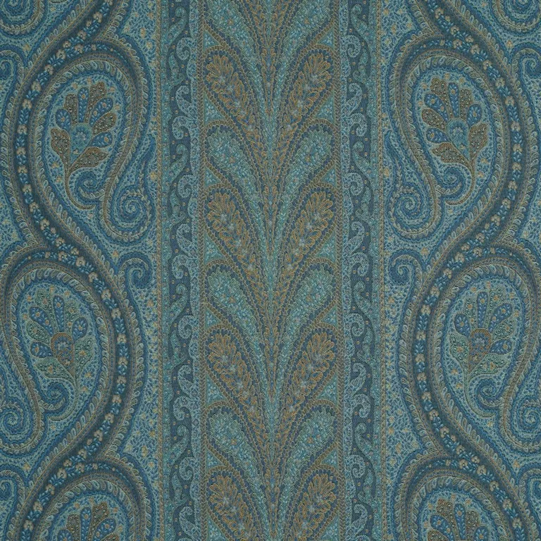 Schumacher 50774 Chatelaine Paisley Blue fabric swatch