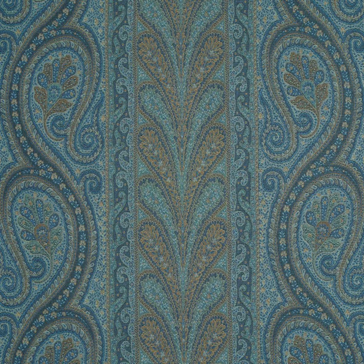 Schumacher 50774 Chatelaine Paisley Blue fabric swatch