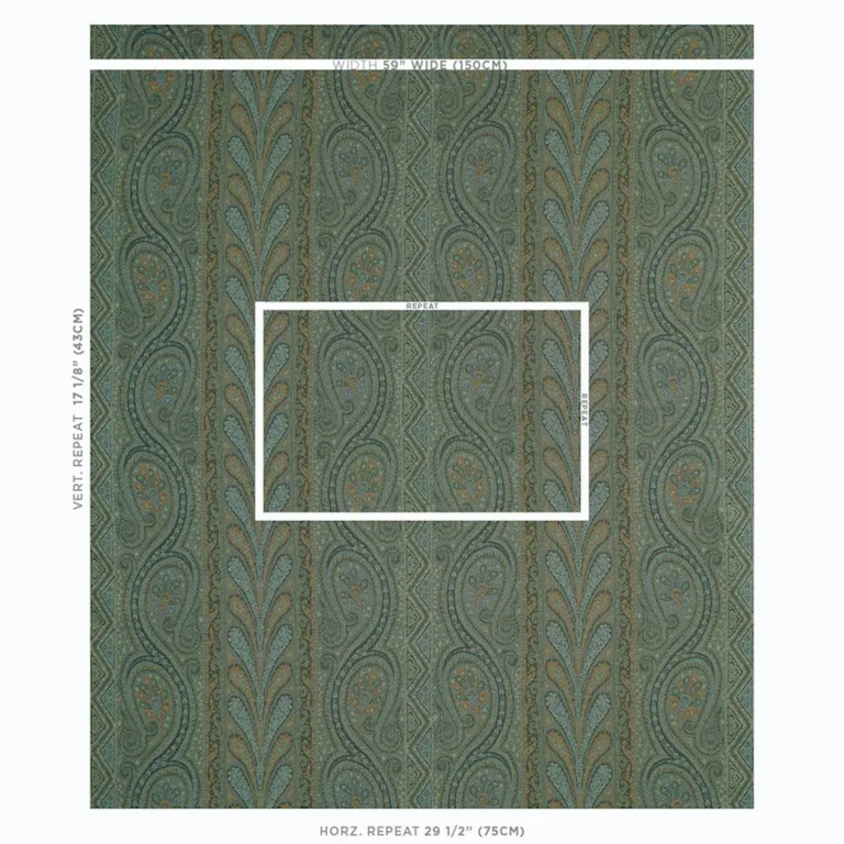 Schumacher 50776 Chatelaine Paisley Jade fabric swatch