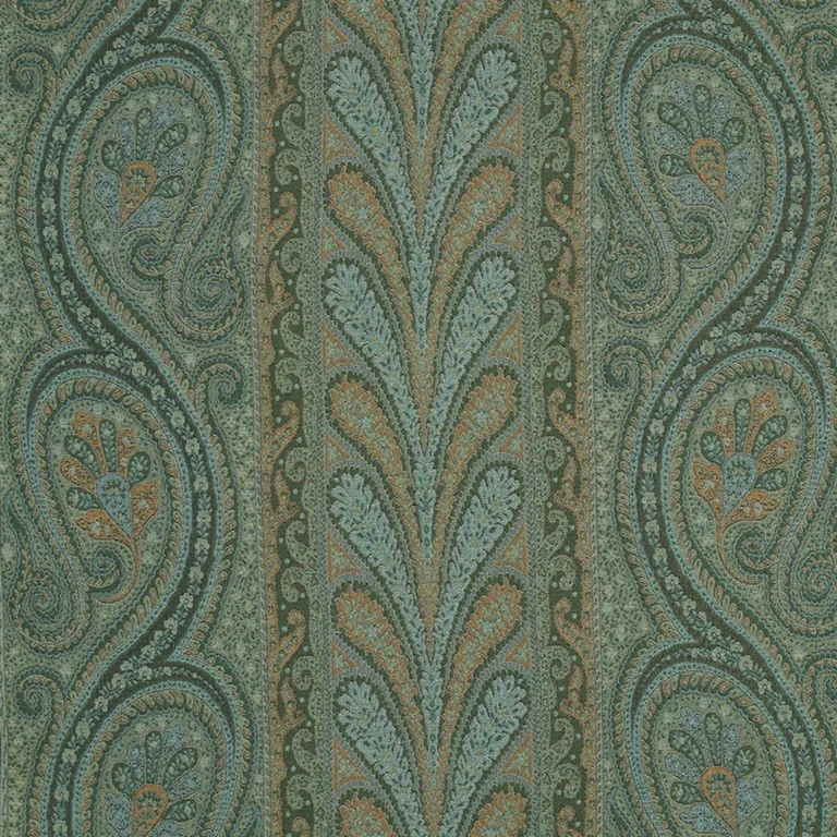 Schumacher 50776 Chatelaine Paisley Jade fabric swatch