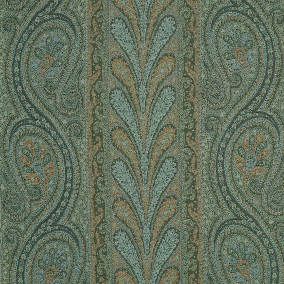 Schumacher 50776 Chatelaine Paisley Jade fabric swatch