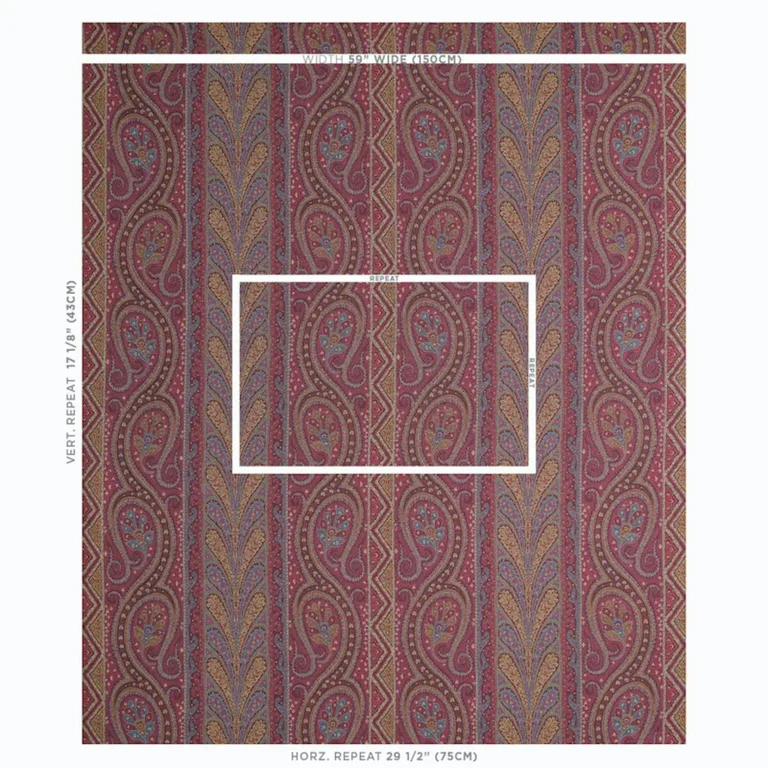 Schumacher 50775 Chatelaine Paisley Magenta fabric swatch