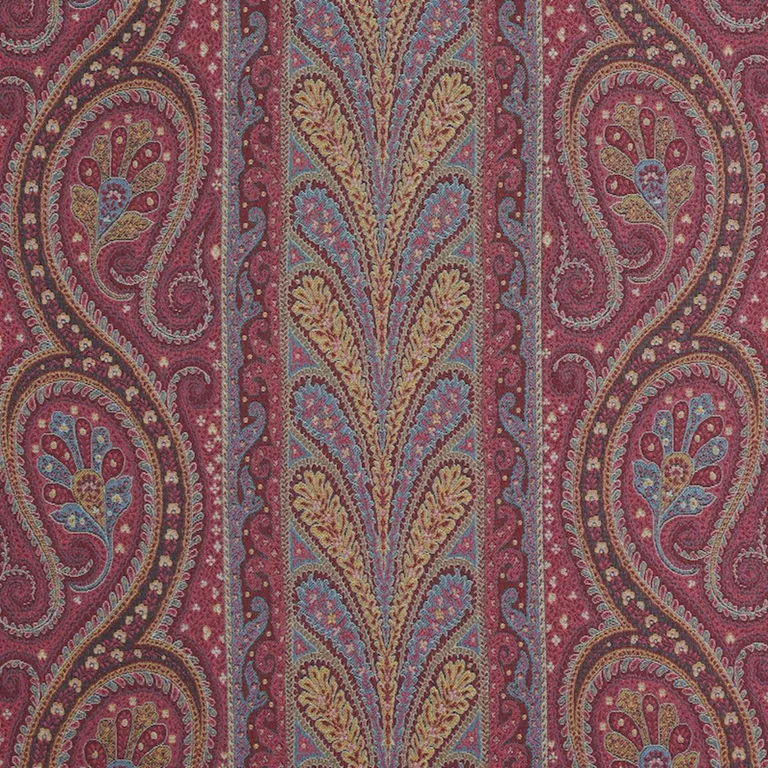 Schumacher 50775 Chatelaine Paisley Magenta fabric swatch