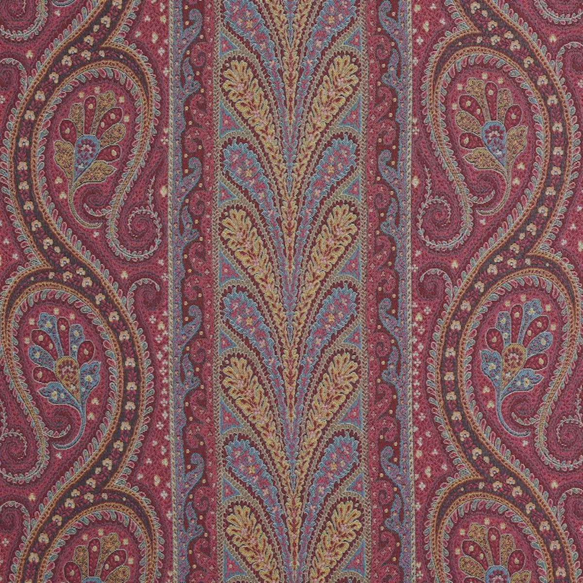 Schumacher 50775 Chatelaine Paisley Magenta fabric swatch