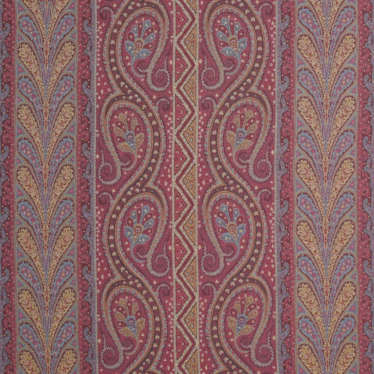 Schumacher 50775 Chatelaine Paisley Magenta fabric swatch