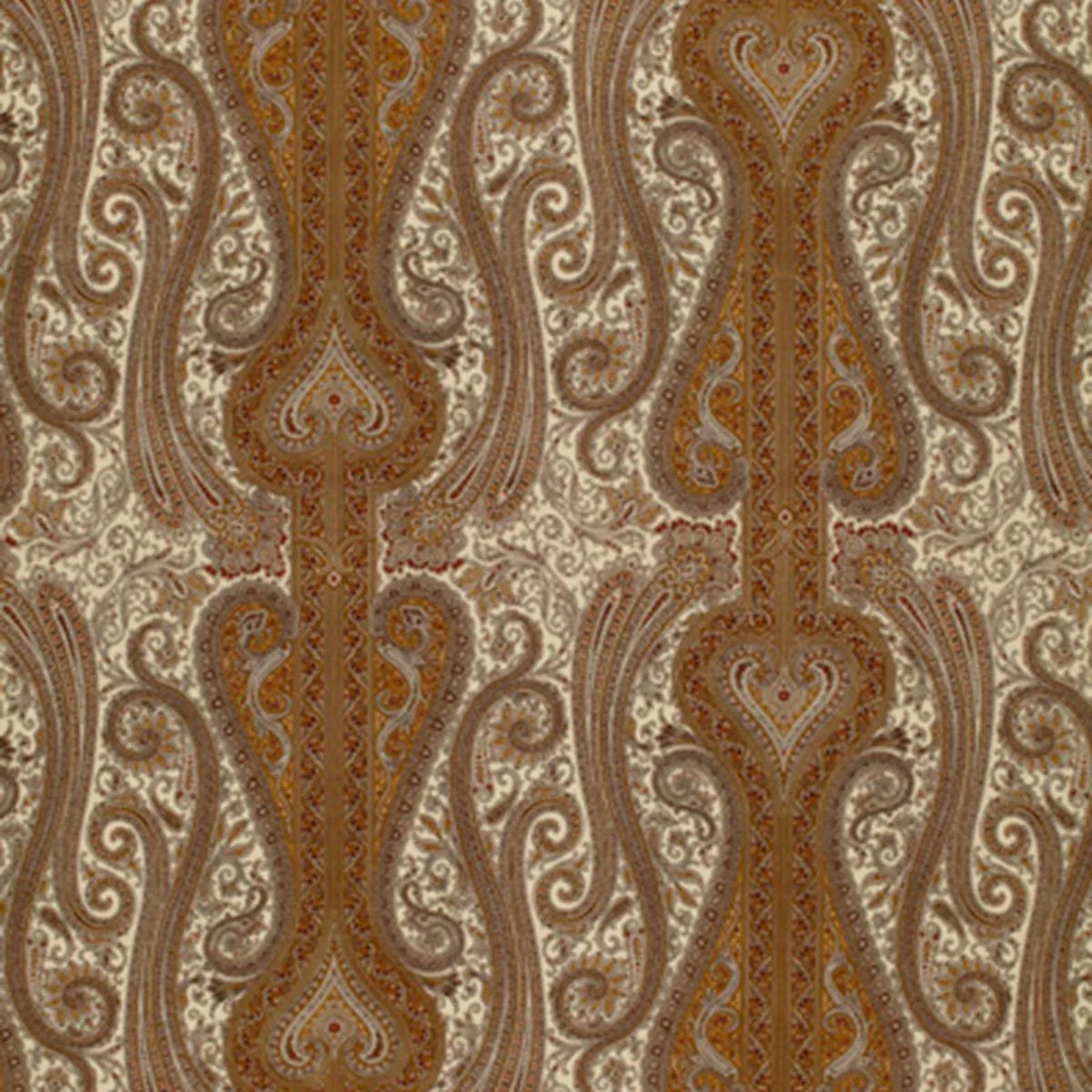 Schumacher 170621 Chavant Paisley Caramel fabric swatch