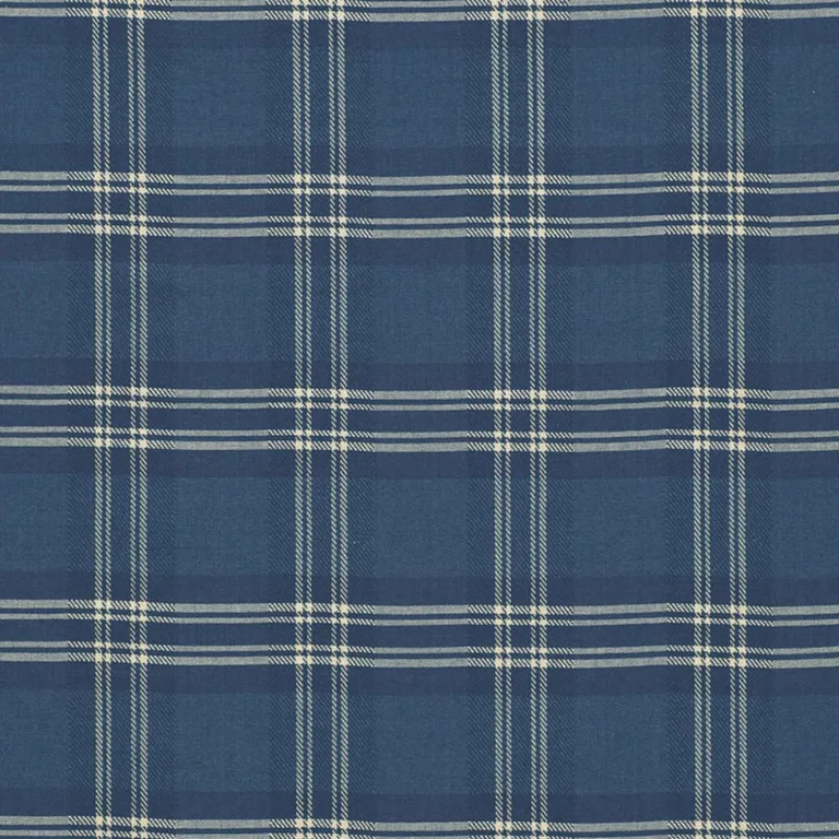Schumacher 50204 Check Rustique Atlantic Blue fabric swatch