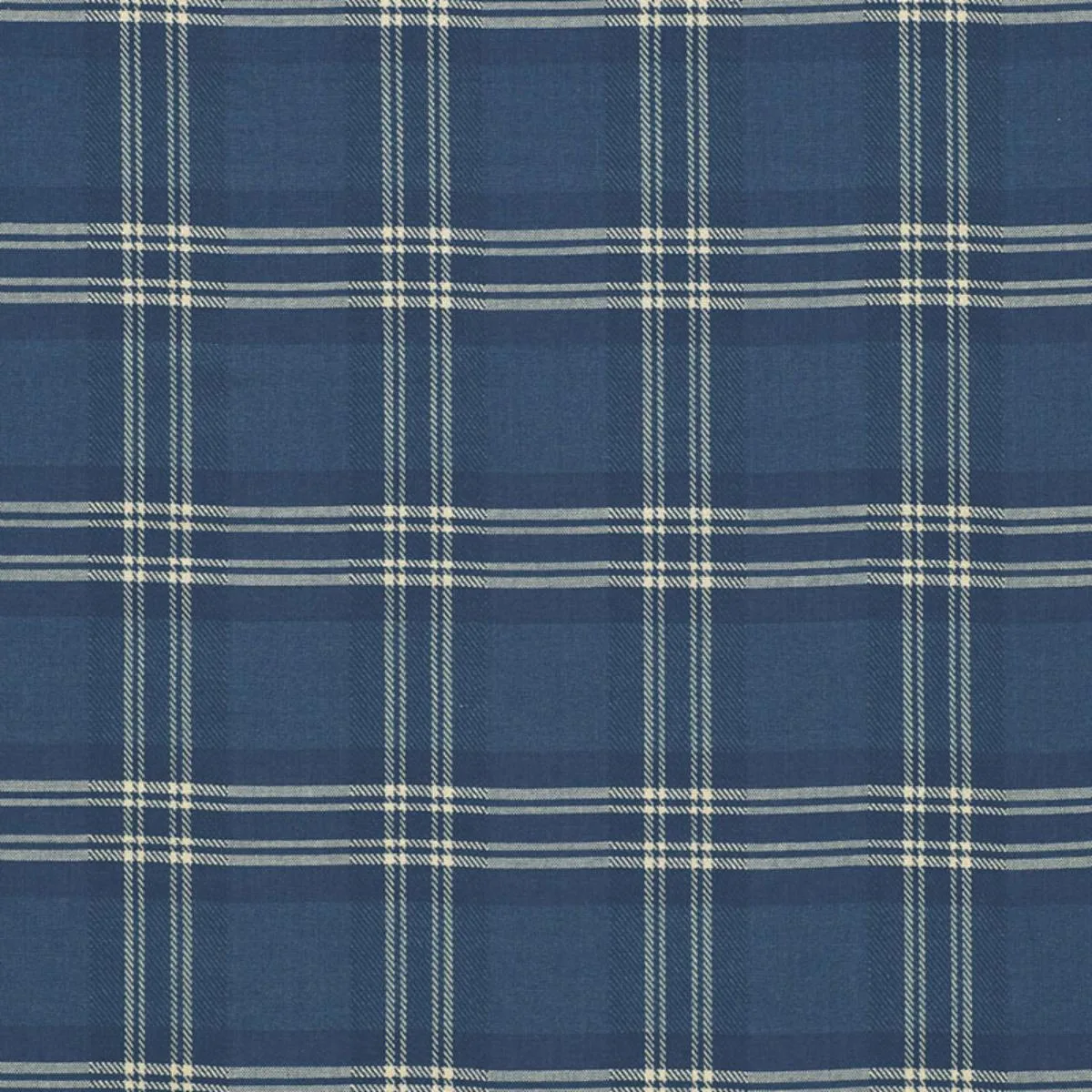 Schumacher 50204 Check Rustique Atlantic Blue fabric swatch