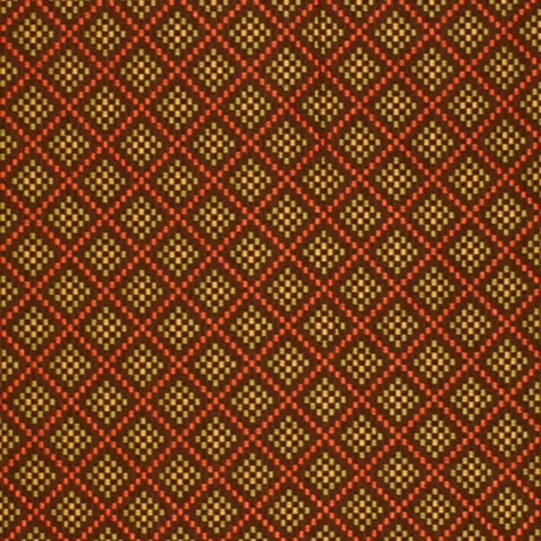 Schumacher 64412 Checkers Chocolate / Poppy fabric swatch