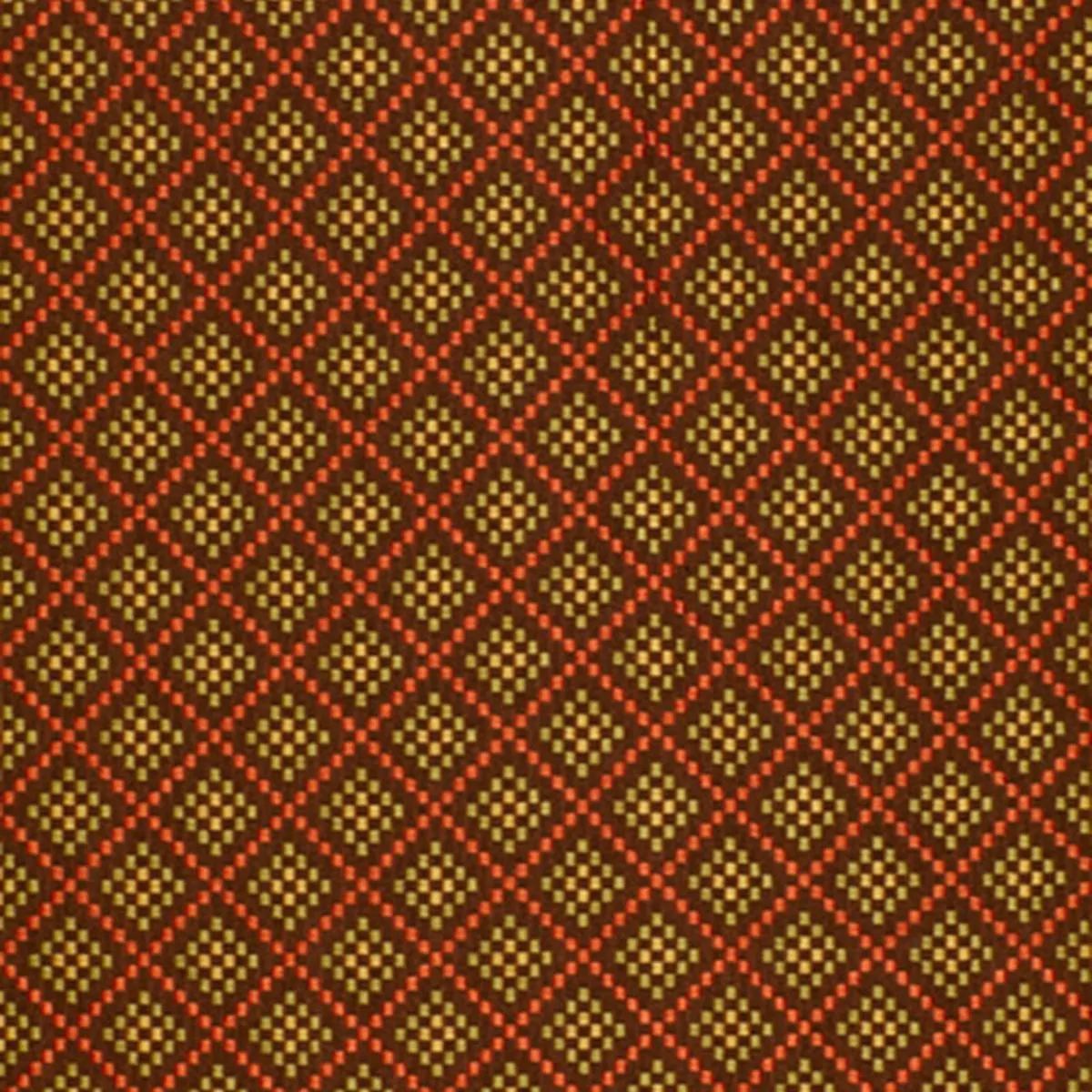 Schumacher 64412 Checkers Chocolate / Poppy fabric swatch